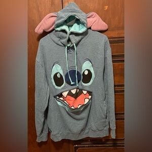 Disney Stitch Hoodie with padded ears and zipper mouth
Size M